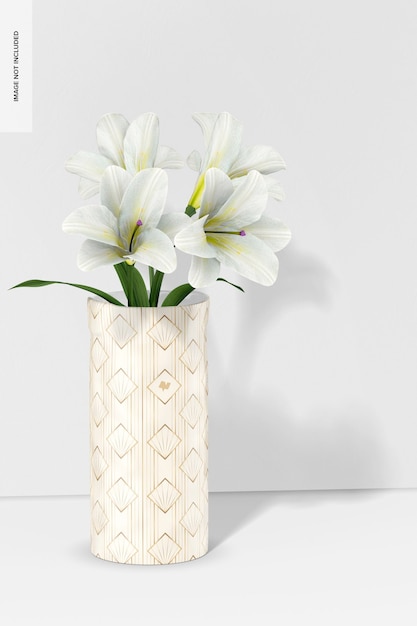 Ceramic Flower Vase Mockup, Left View