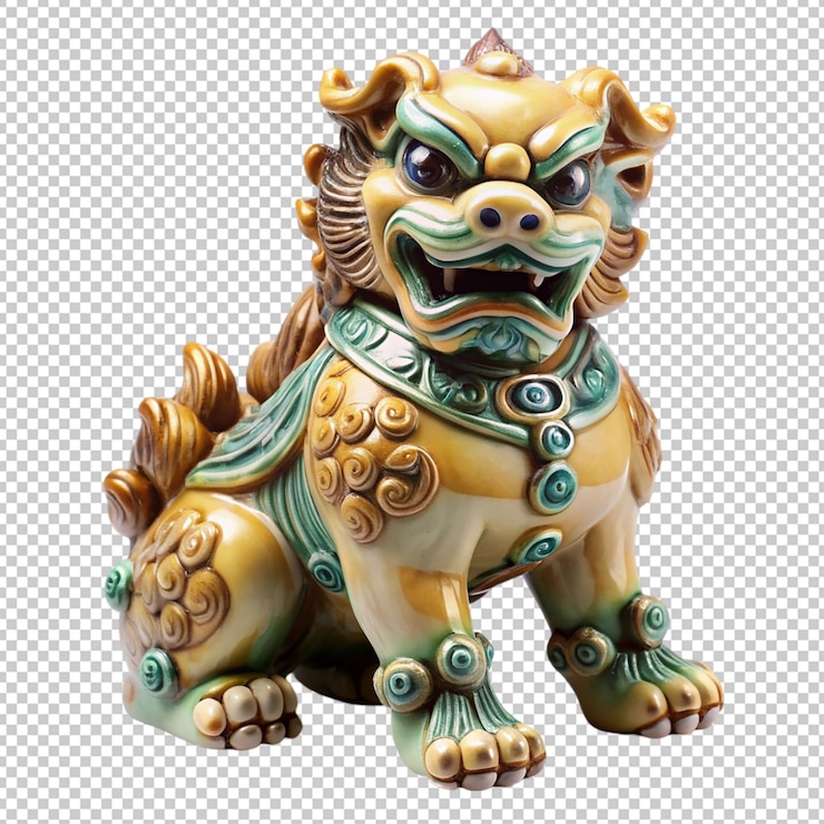 PSD ceramic foo dog on transparent background