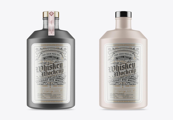 PSD ceramic liquor glass bottle mockup