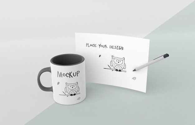 Ceramic mug mock-up with custom design