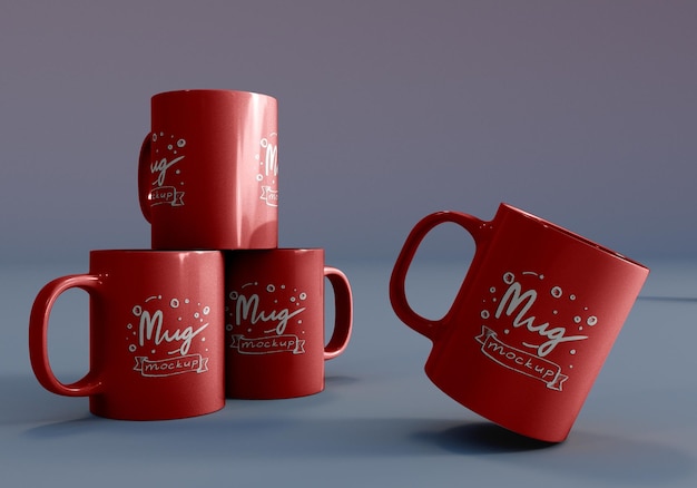 Ceramic mug mockup template set