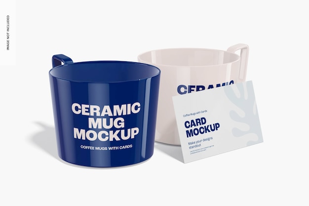 Ceramic Mugs with Card Mockup