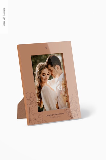 Ceramic photo frame mockup, left view