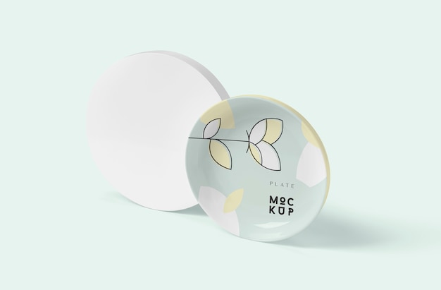 Ceramic or porcelain round plate mockup