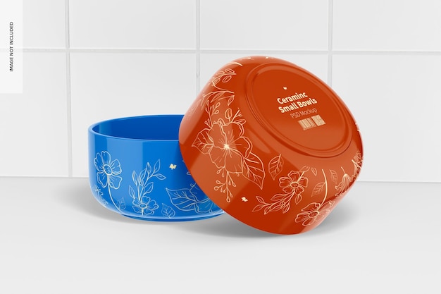 Ceramic Small Bowls Mockup, Back View