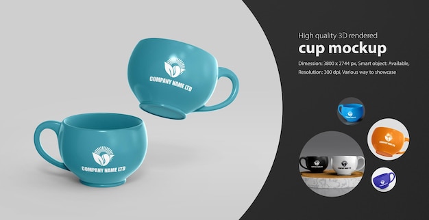 Ceramic tea cup mug mockup