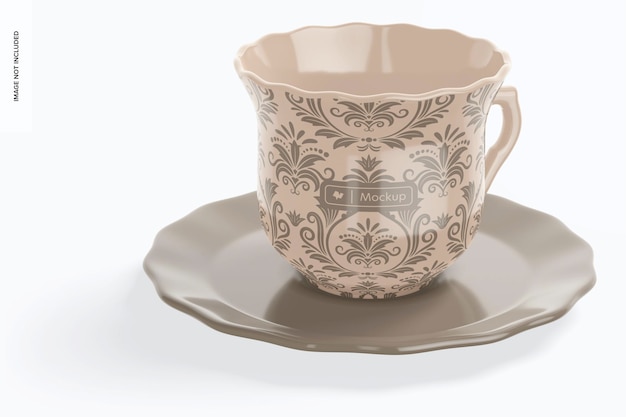 PSD mockup di tazza da tè e piatto in ceramica