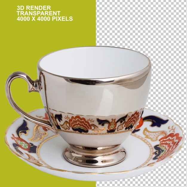 ceramic teacupplate whitewith beautiful flowers art work