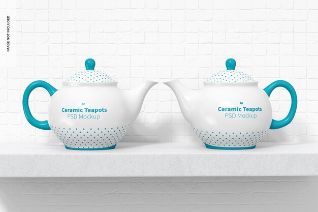 PSD ceramic teapots mockup