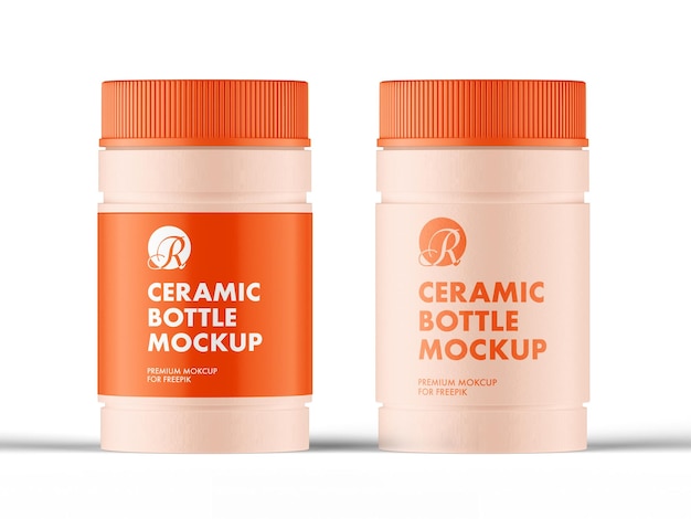 Ceramic Vitamin Bottle Mockup