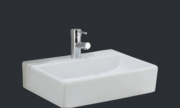 Ceramic white basin for washing front view