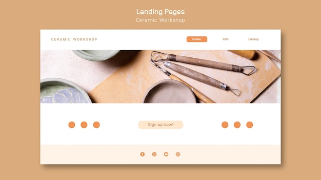 PSD ceramic workshop landing page