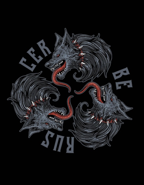 PSD cerberus illustration logo