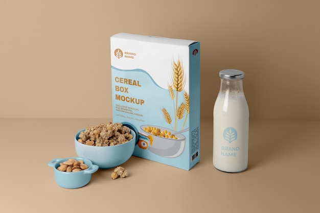 PSD mockup di design per scatole di cereali