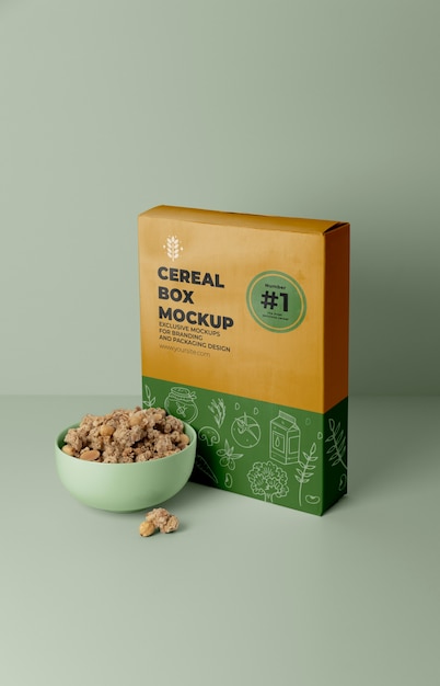 PSD cereal box design mockup