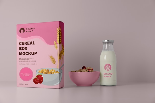 PSD mockup di design per scatole di cereali