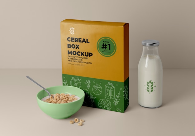 PSD mockup di design per scatole di cereali