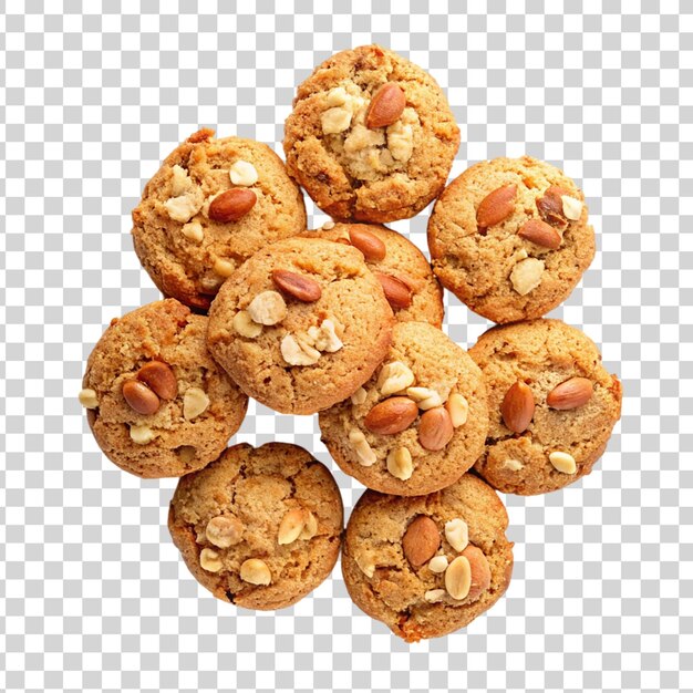 PSD cereal cookies with almonds isolated on transparent background