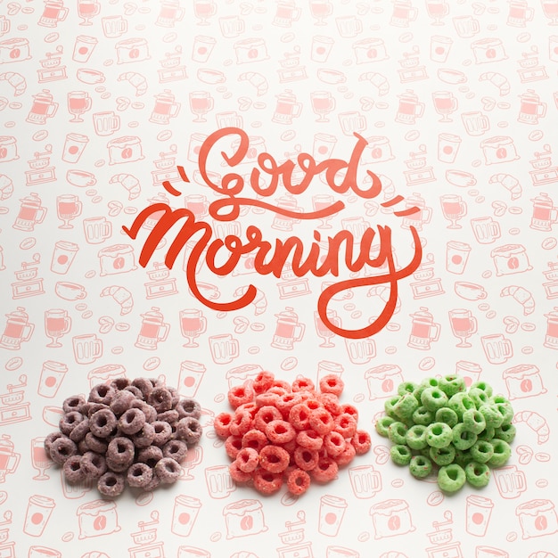 PSD cereals in stack and good morning message