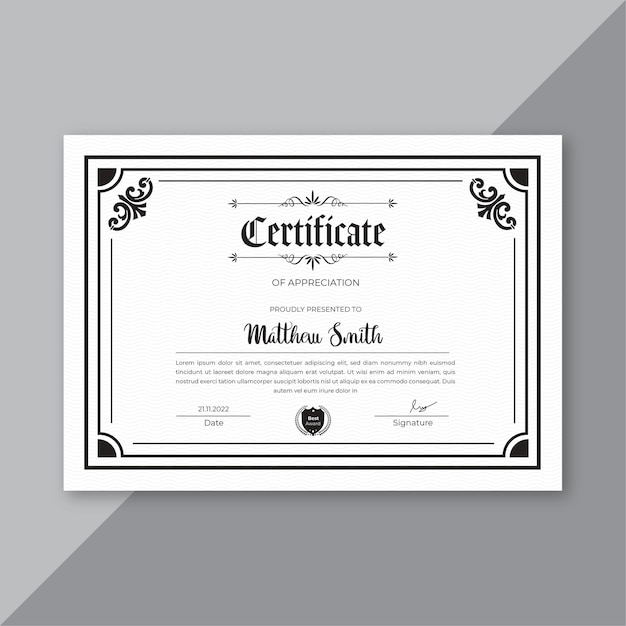 PSD certifiacte template layout