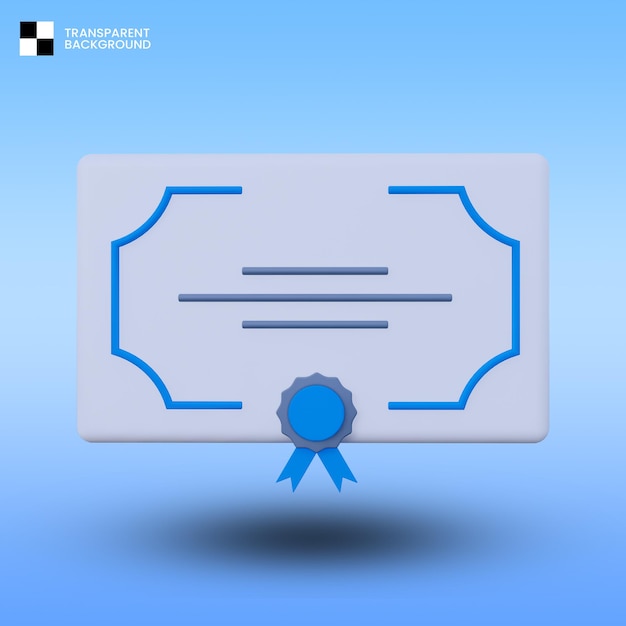 PSD certificaat 3d pictogram geïsoleerd