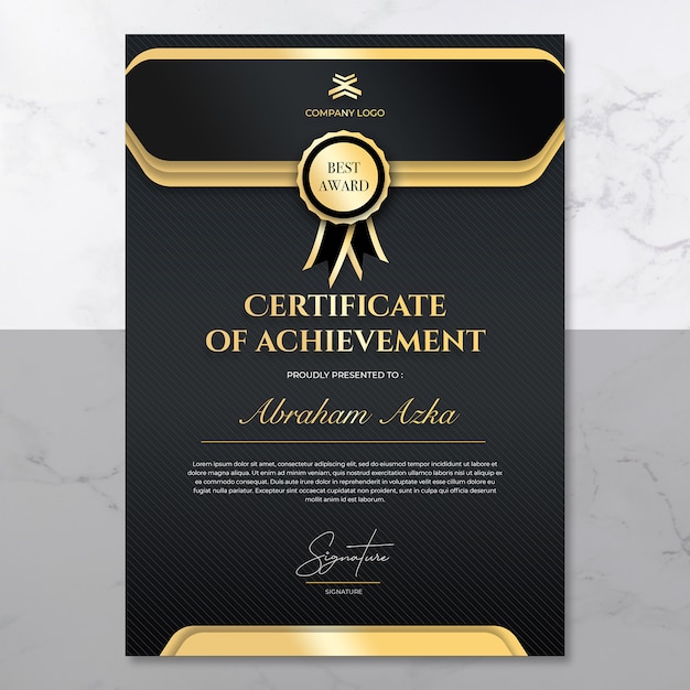 Certificate of achievement template