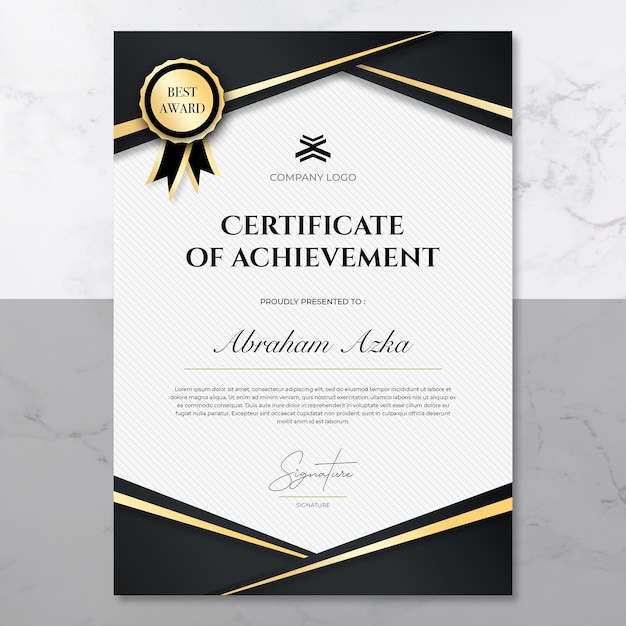 Certificate of achievement template