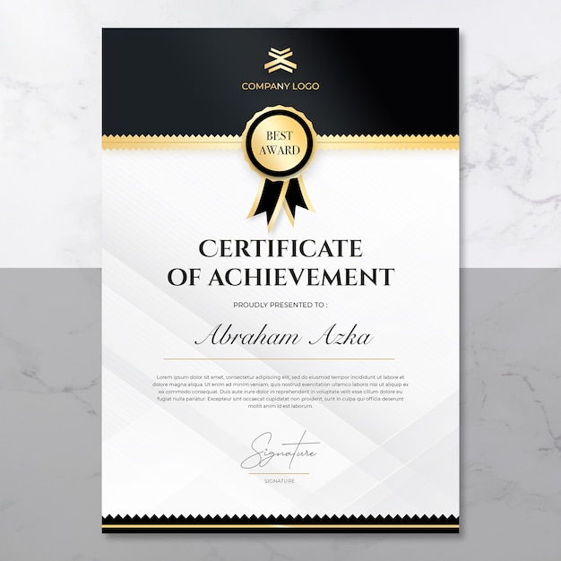 PSD certificate of achievement template