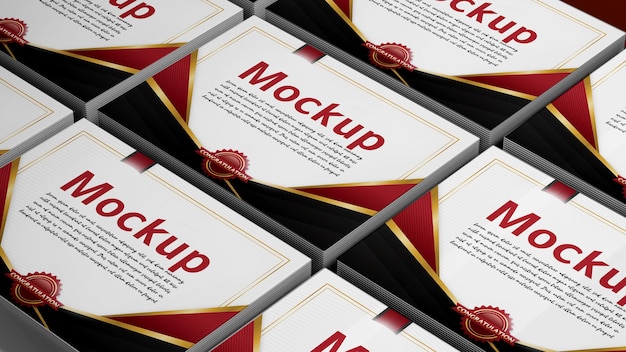 Certificato di apprezzamento formato a4 mockup di a4 mockup di cartone di a5 rendering 3d