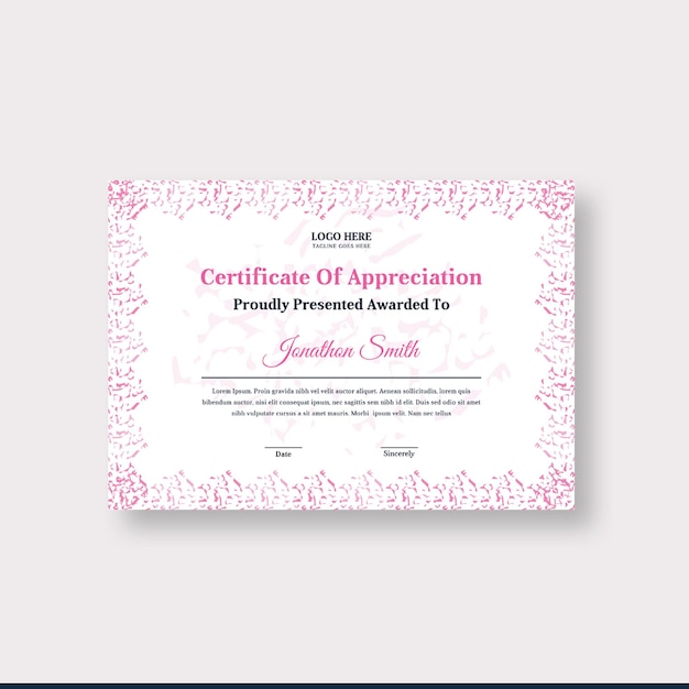 Certificate border template