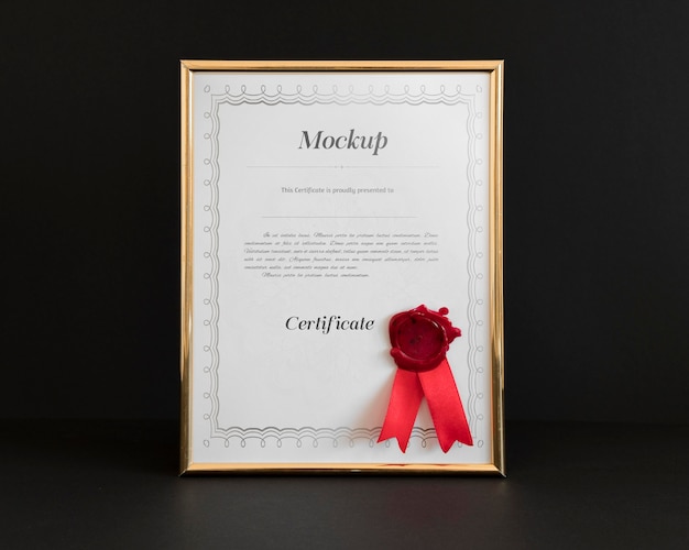 PSD certificate concept with frame mockup