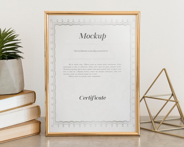 PSD concetto di certificato con mockup di cornice