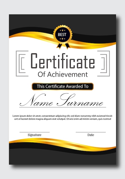 PSD certificate design new and professional elements