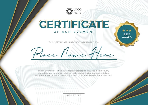 PSD certificate design template lanscape size a4