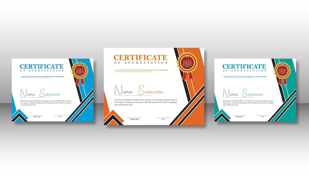 PSD Сертификат великолепного бизнес-дизайна цветных шаблонов