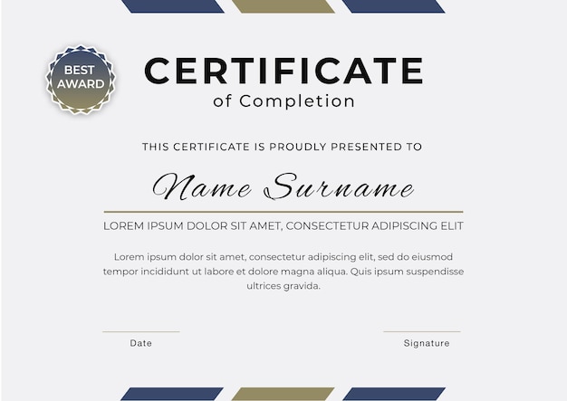 Certificate of success in profession
