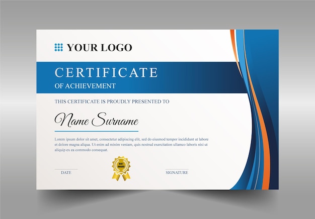 PSD certificate template psd