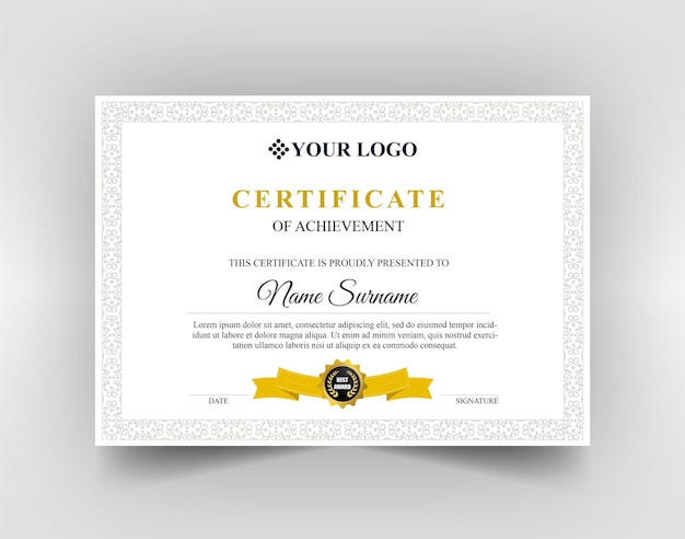 PSD certificate template psd