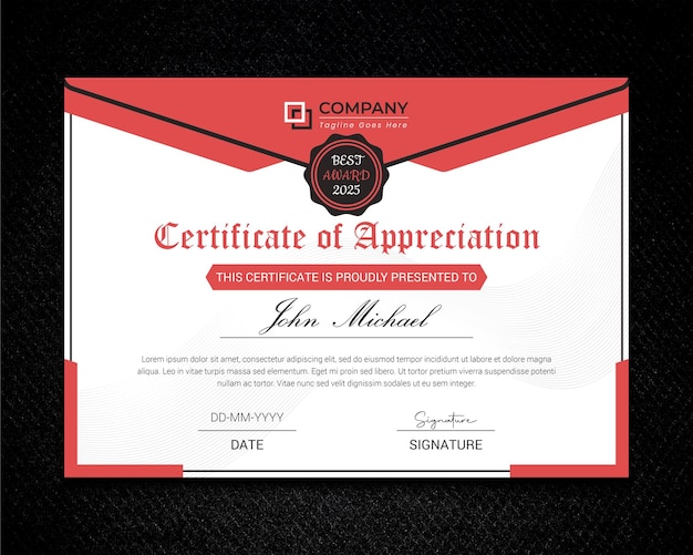 PSD certificate template with elegant corner frame and certificate of achievement