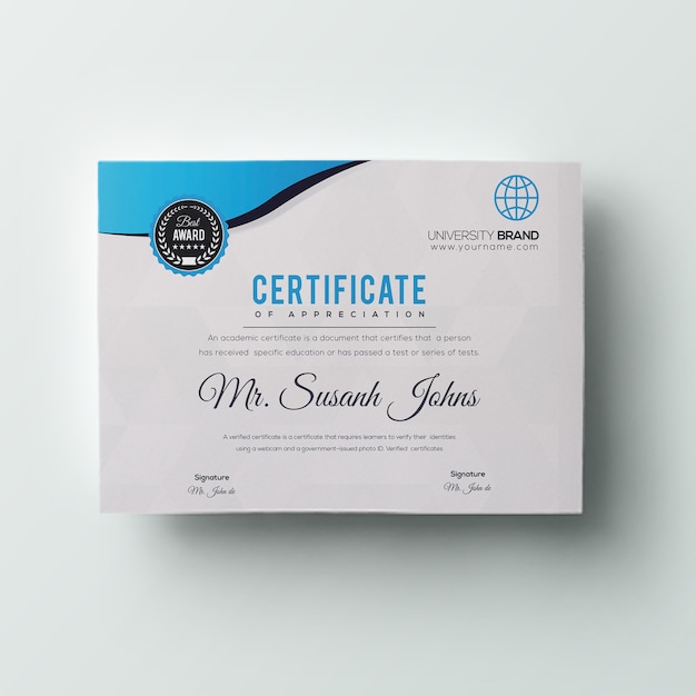 PSD certificate template