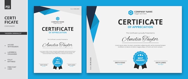 PSD certificate templates
