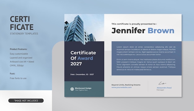 PSD certificate templates