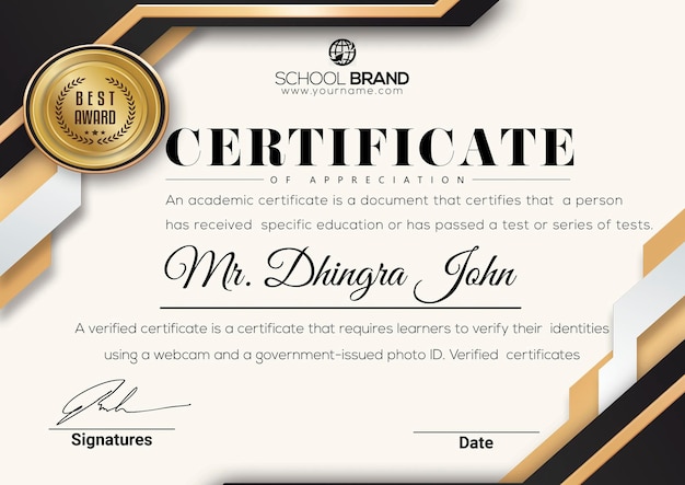 PSD certificate