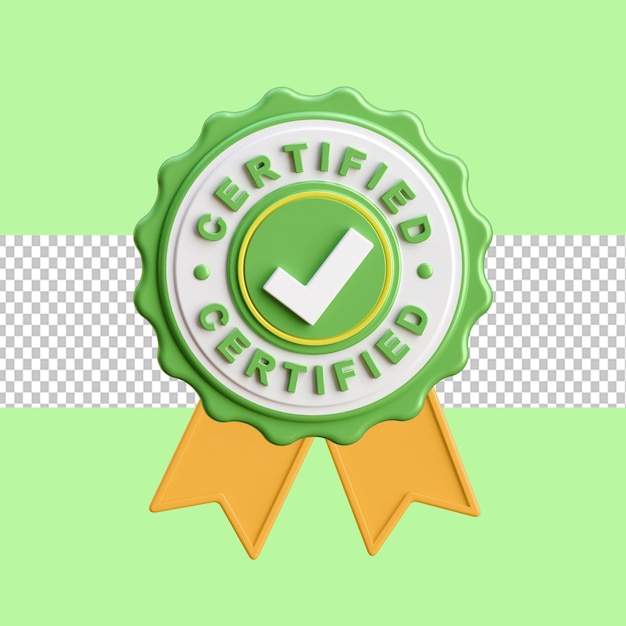 PSD certified badge 3d icon illustration