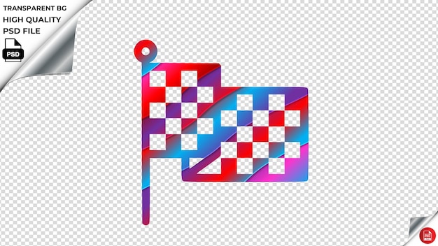 PSD chacked flag vector icon red blue purple ribbon psd transparent