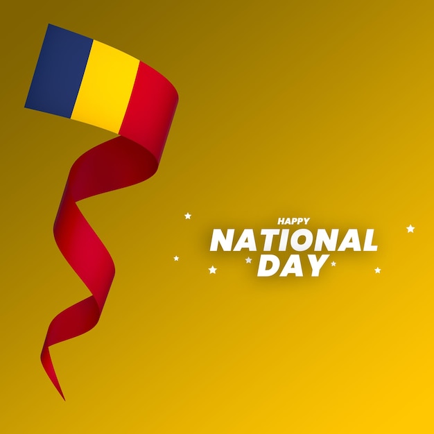 PSD chad flag element design national independence day banner ribbon psd