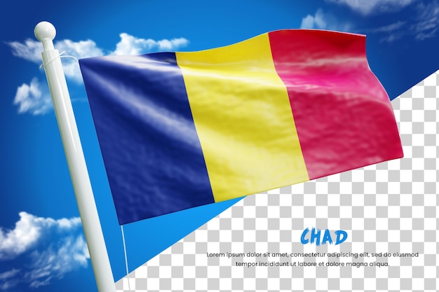 PSD chad realistic flag 3d render isolated or 3d chad waving flag illustration