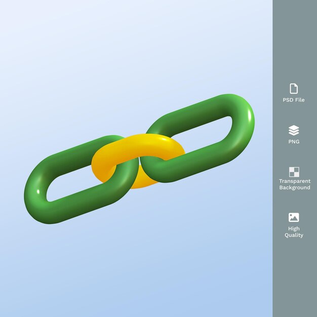PSD chain link icon 3d render