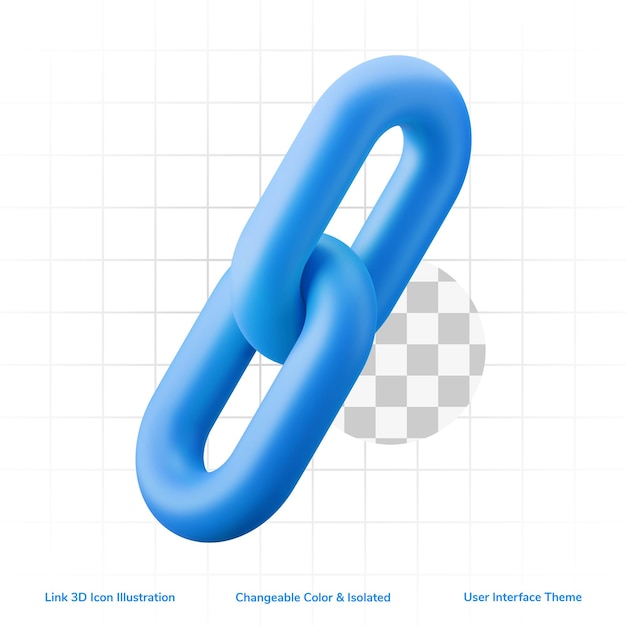 Collegamento a catena tema dell'interfaccia utente icona 3d illustrazione colore modificabile isolato