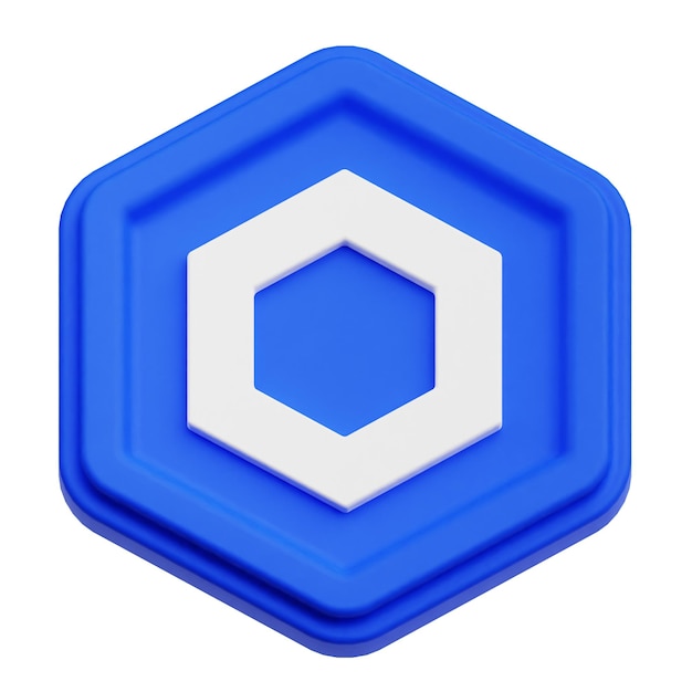 chainlink crypto token 3d icon isolated on the white background
